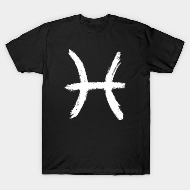 Pisces Zodiac Sign Symbol T-Shirt by badlydrawnbabe